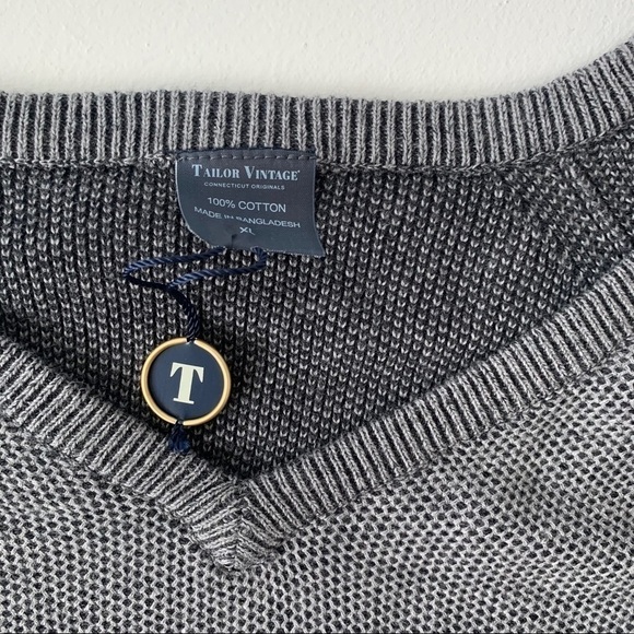 TAILOR Vintage PULLOVER SWEATER XLARGE gray long sleeve reversible v-neck NEW - Picture 7 of 14